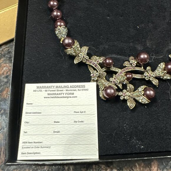 Heidi Daus Vine & Divine Faux Pearl Crystal Drop Necklace Box and Warranty Card - Picture 7 of 8